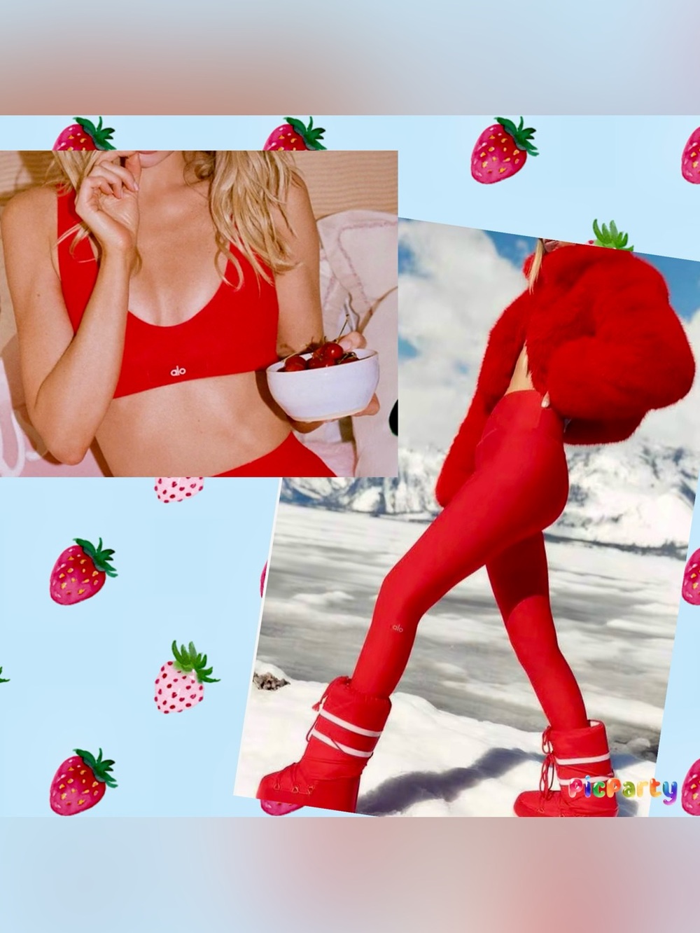 GORGEOUS! ALO Yoga Bright Red Airlift Leggings & Bra Set Sz M L